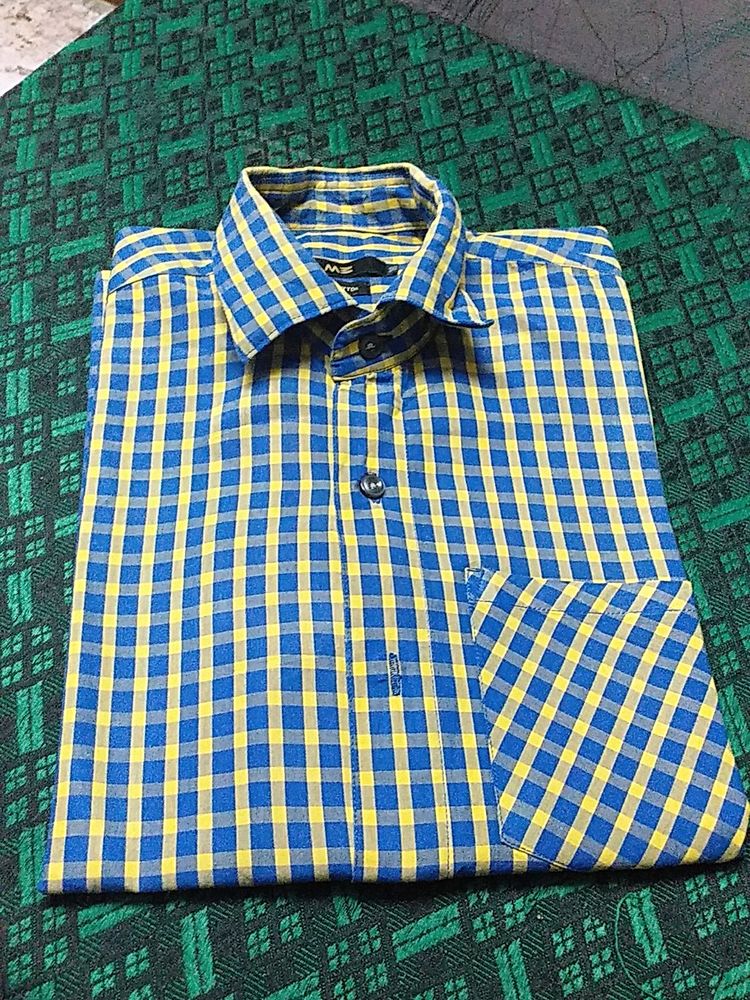 Blue With Yellow Checked Shirt