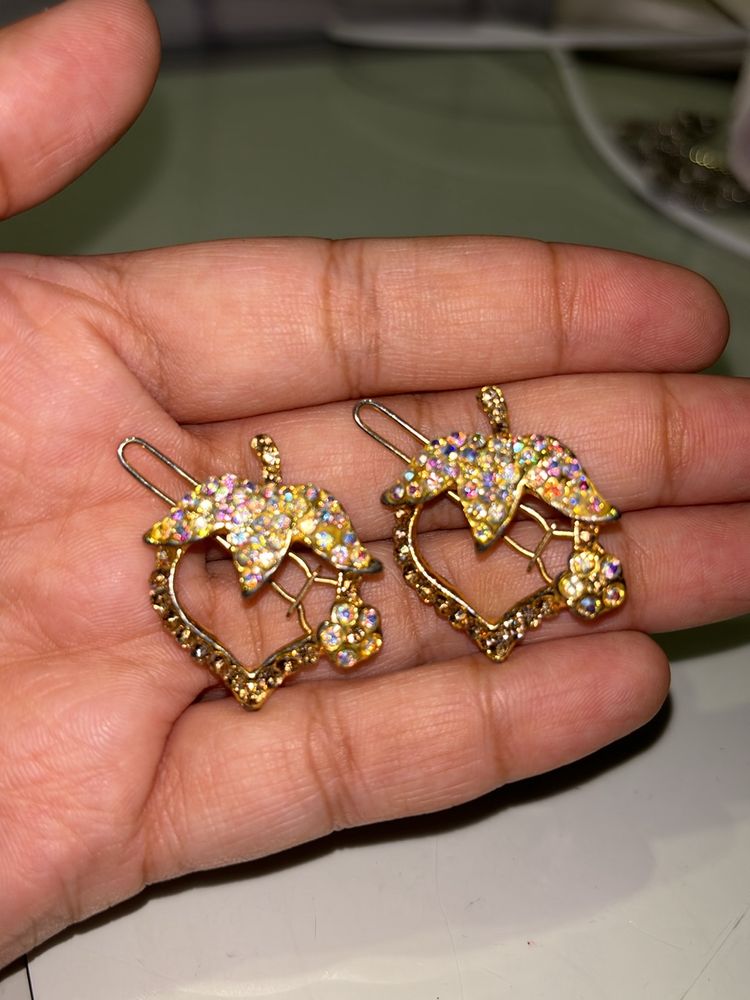 Pair Golden Stone Hairpins