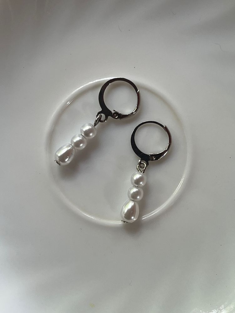 Silver Pearl Hoop Earrings