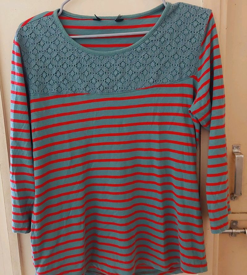 Striped Crew Neck T Shirt