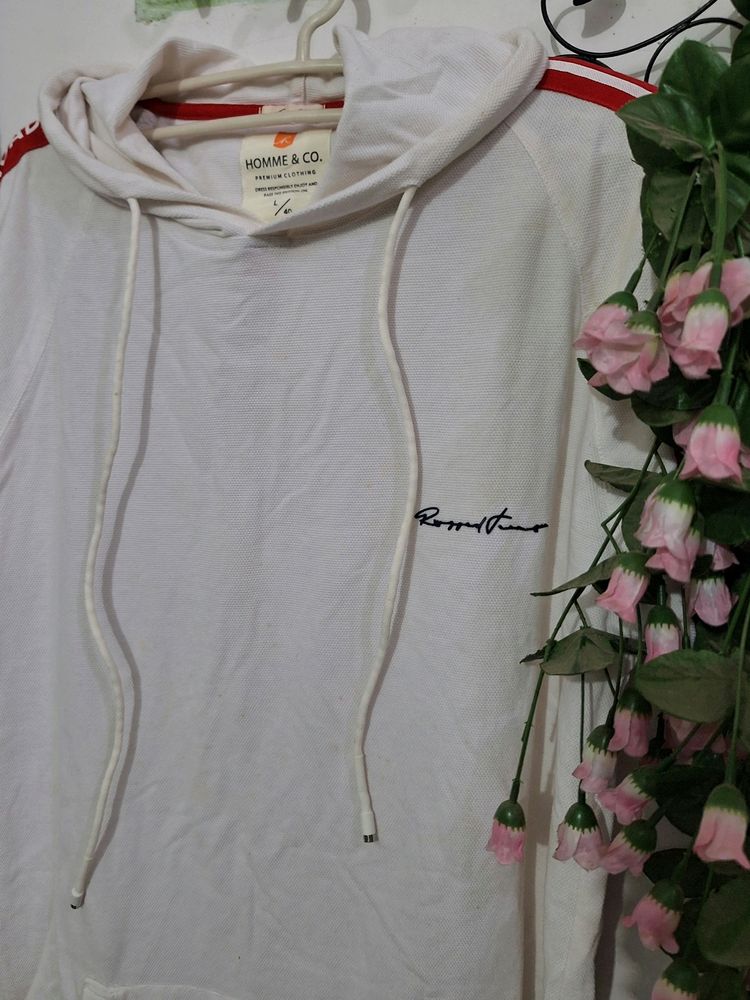 White And Red Half Sleeve [L/40] Size Hoodie