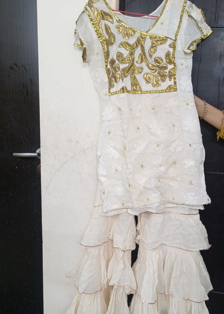 Beautiful Off White Sharara Set