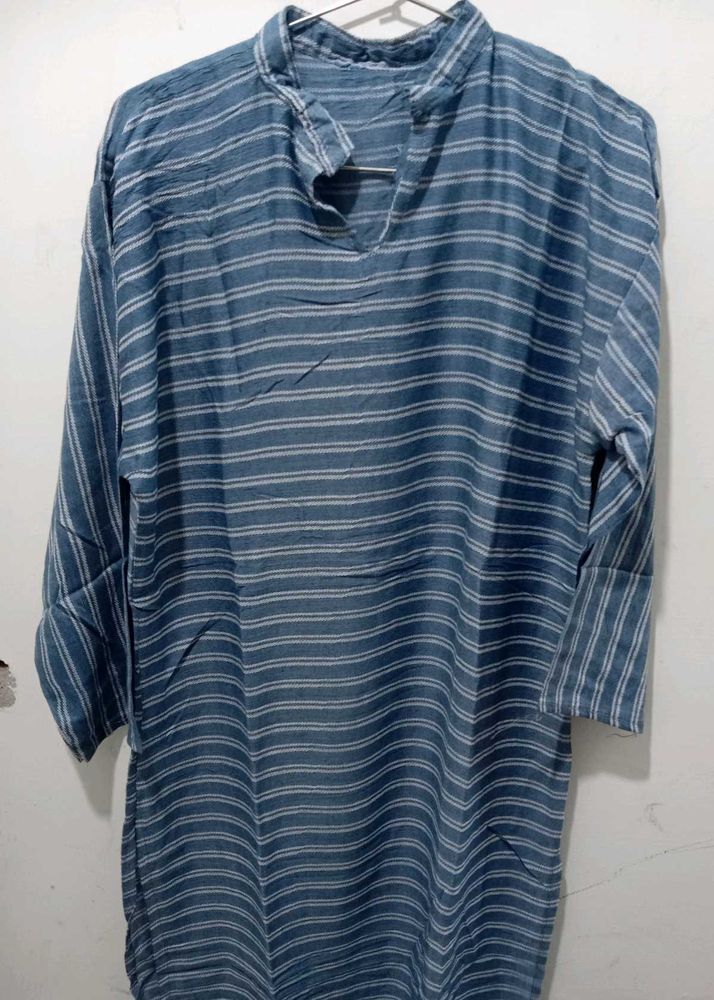 Blue Striped Casual Kurta