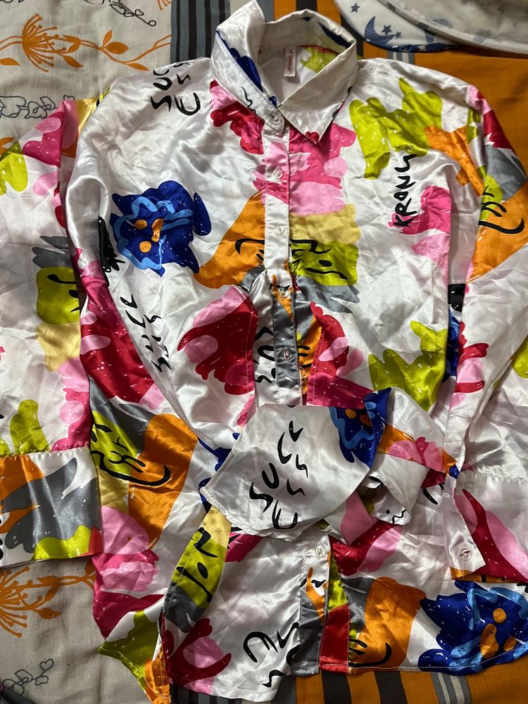 Multi Coloured Silk Shirt Knotted