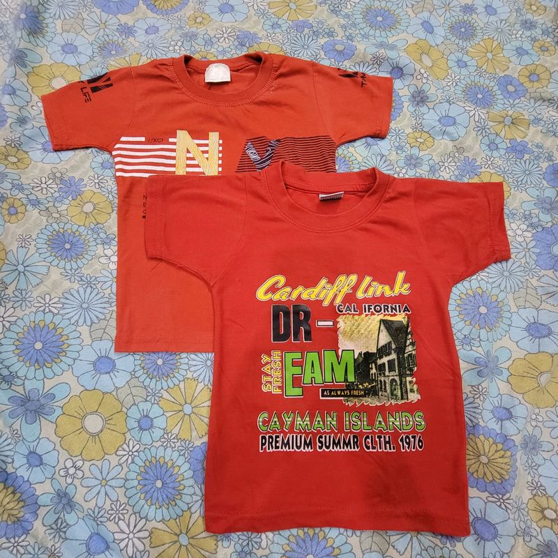 Boys Red T-shirt (Pack Of 2)