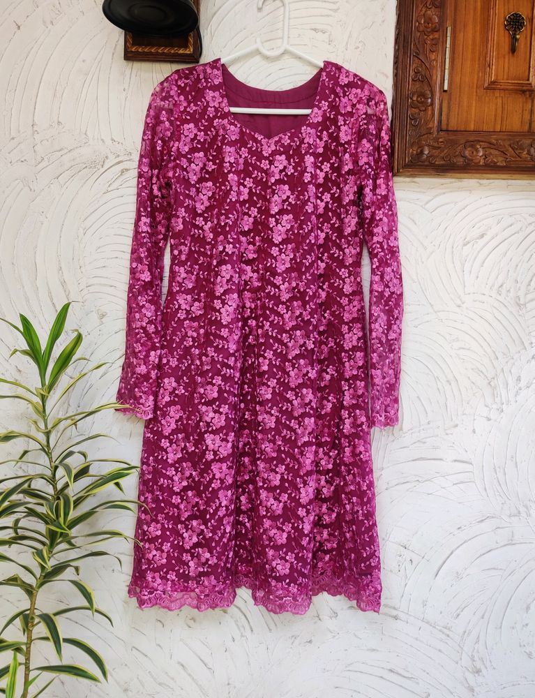 Magenta Shade Beautiful Flared Kurta