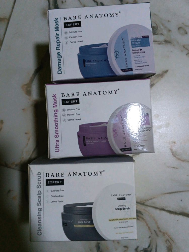 BARE ANATOMY HAIR MASK AND SCRUB COMBO OF 3