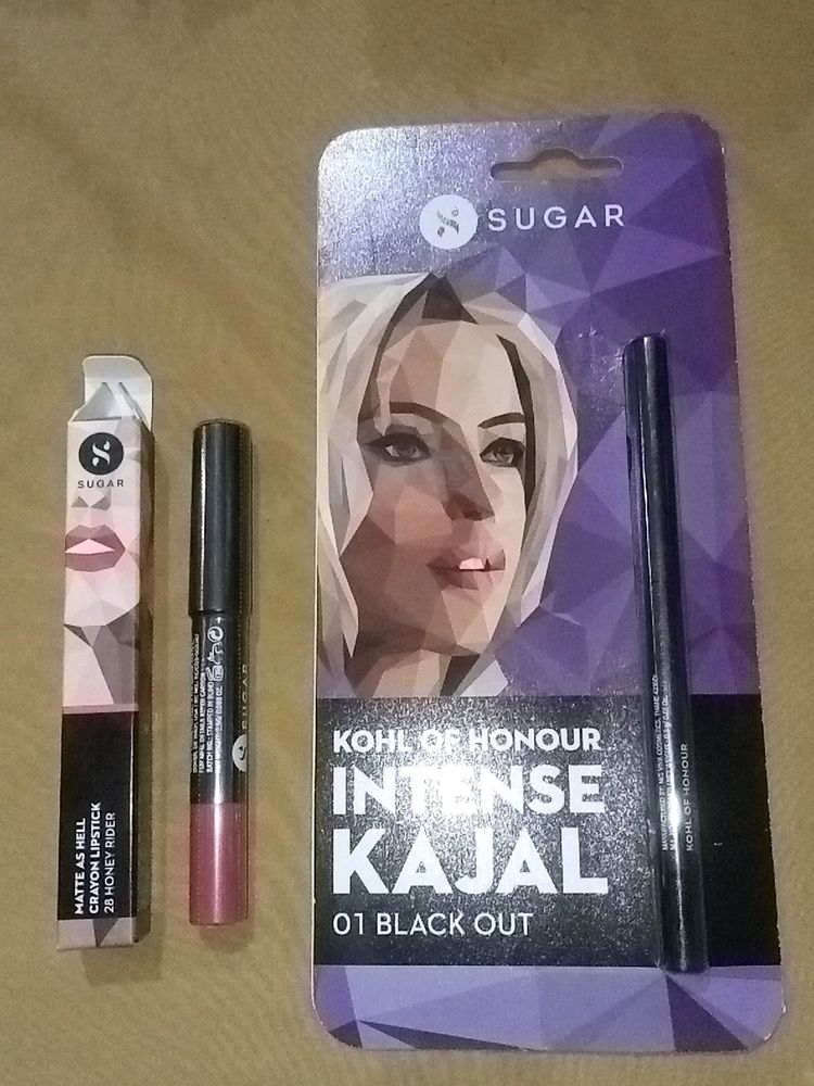 Combo Of Sugar Kohl Kajal & Crayon Lipstick