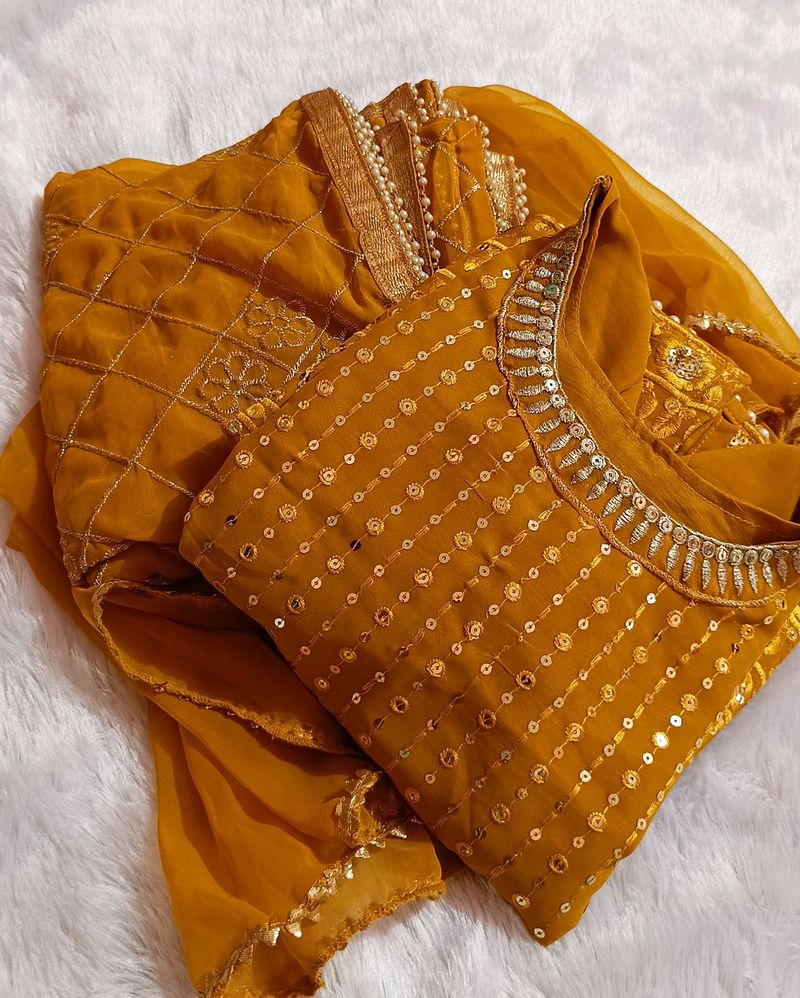 Beautiful Mustard Sharara Suit Set