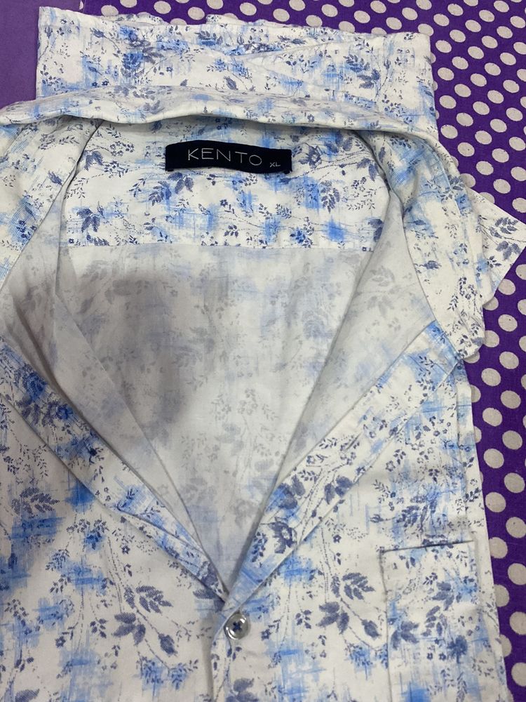 SALE🔥🔥🔥🔥🔥🔥Blue Flower Print Shirt For Men