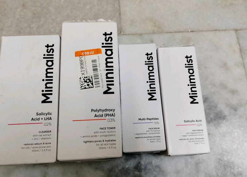 Minimalist Facewash Toner Multipeptide,Bha Serum