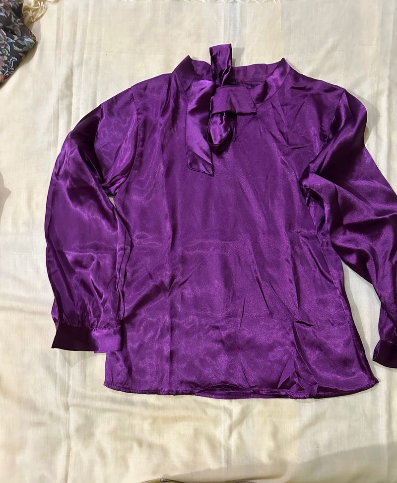 satin purple shirt