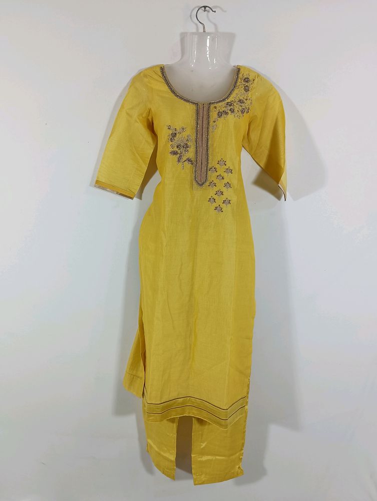 Yellow Embroidered Kurta Set (Women)