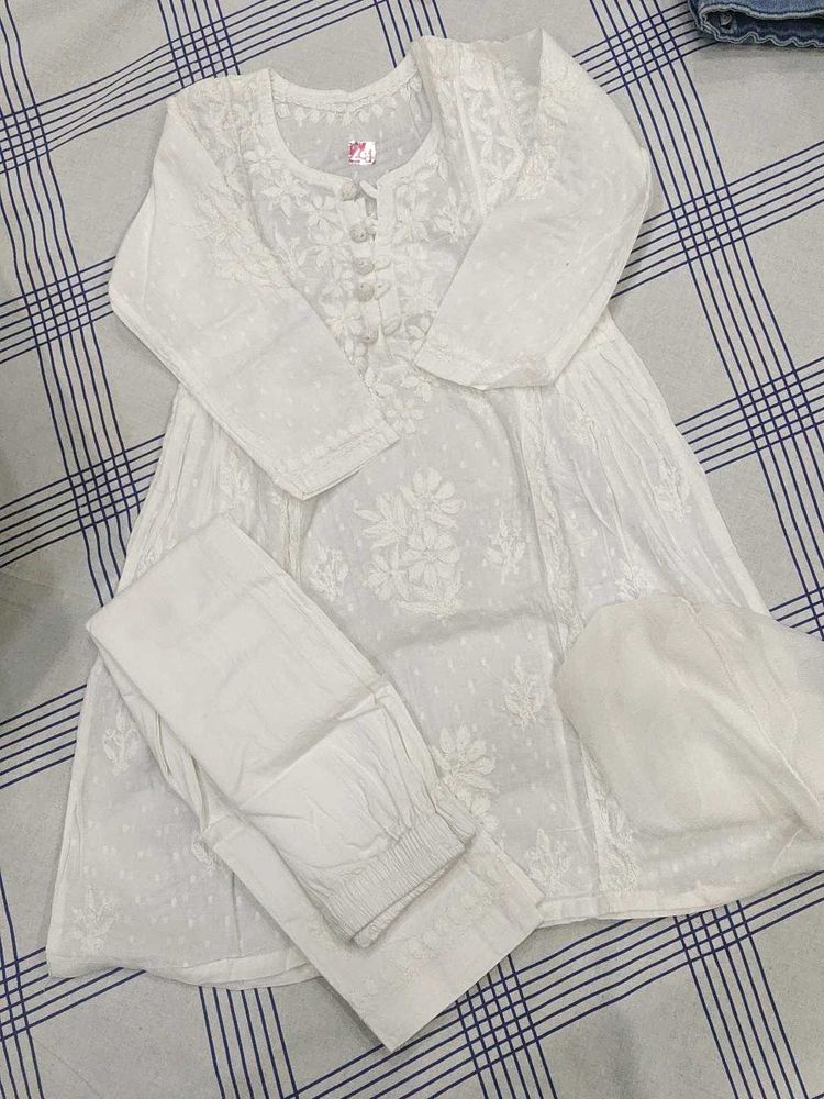 White Chaikkari Set 4-5 Year Girl