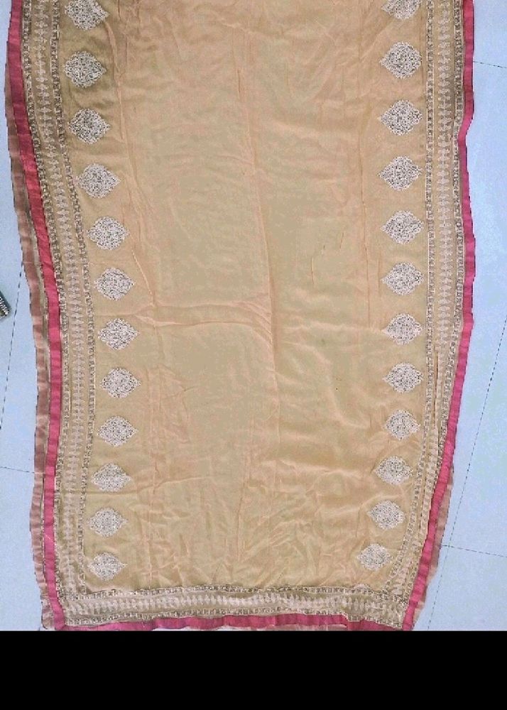 Beige emboidery soft light pure jorget dupatta