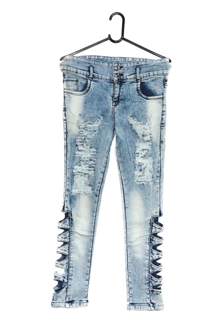 jeans cropped skinny fit low  trimmed. stylish