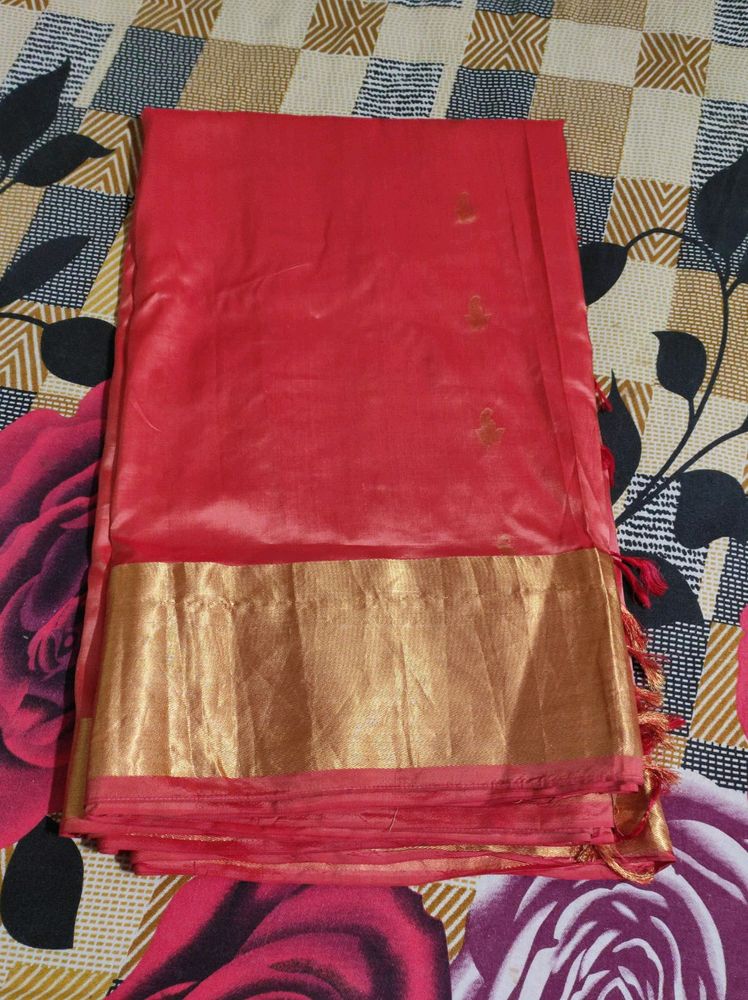 Peach Pure Silk Saree