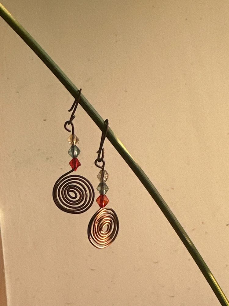 Antique Spiral Copper Earrings