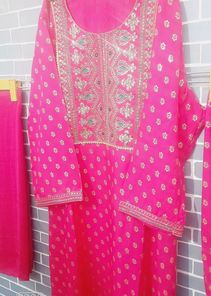 Kurta Pant Set Pink Rose Color