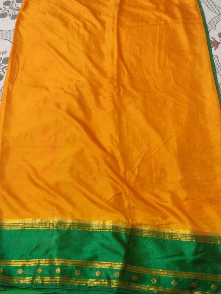 Mustard With Green Saree