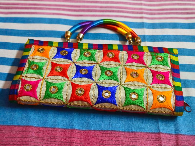 Brand New Rajasthani Stich Mirron Work Clutch