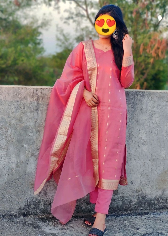 Organza Kurta Pants And Dupatta