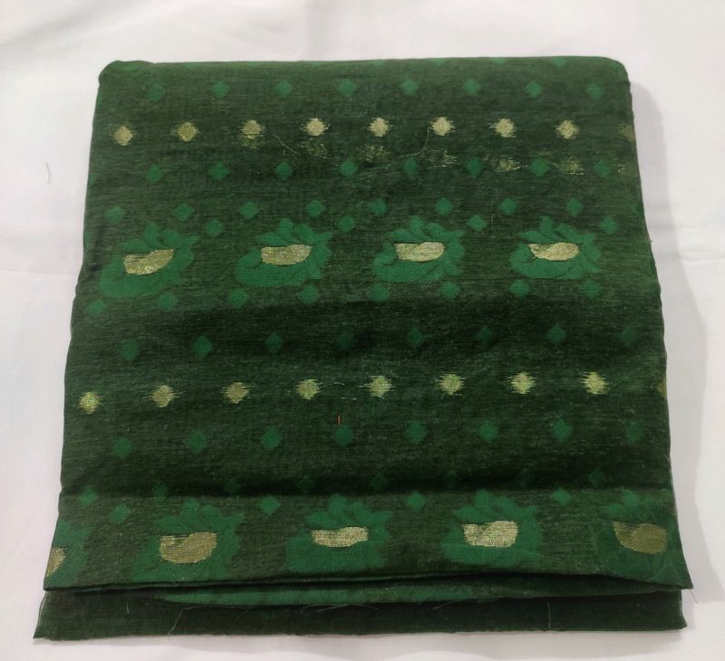 Bottle Green Jamdani Saree