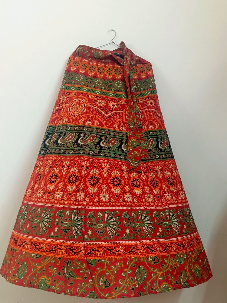 Long Ethnic Wrap Around Skirt