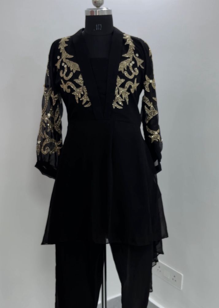 Black Handwork Coord Set Size 44