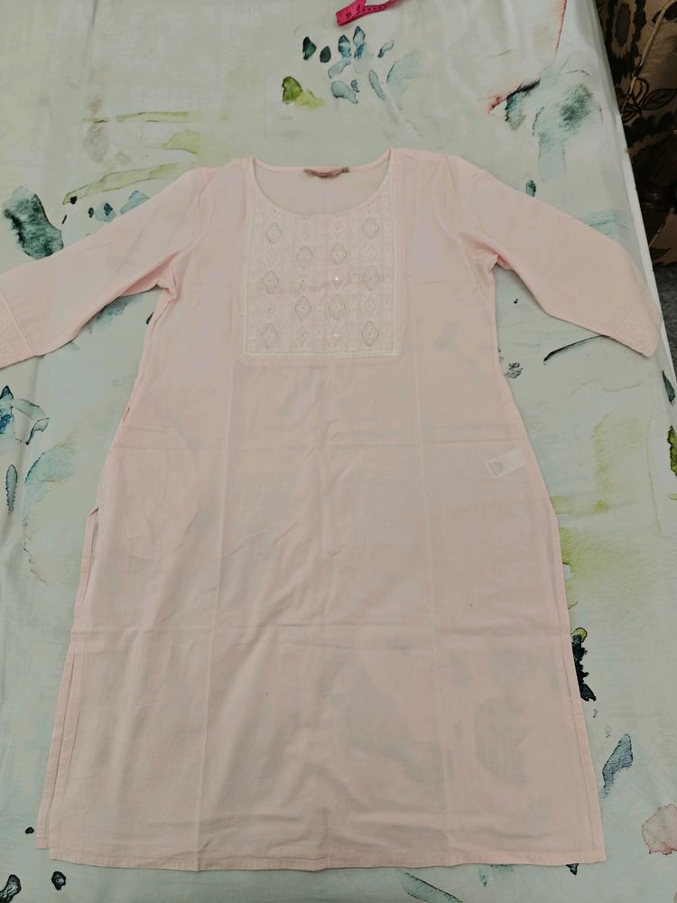 Organic Cotton Melange Pink Kurta