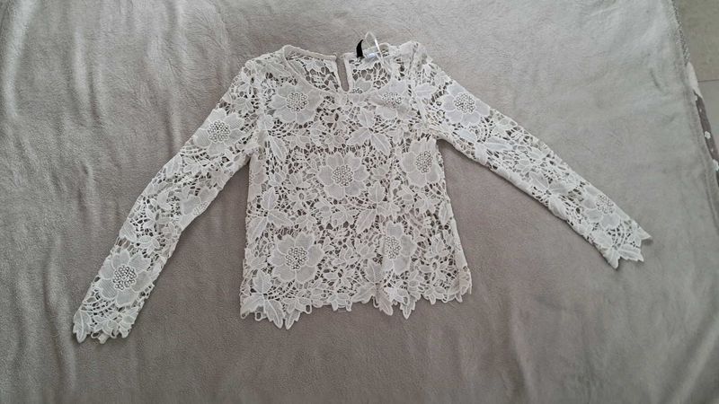 H&M White Lace Top