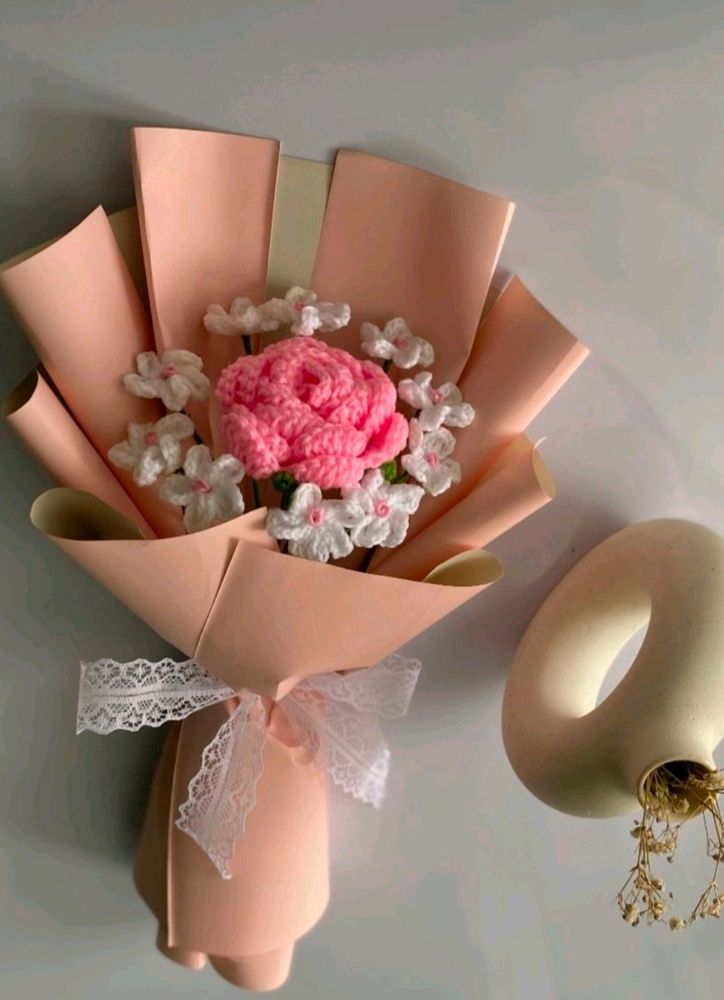 Sale Combo Of Pink Rose And Forget Me Not Flower