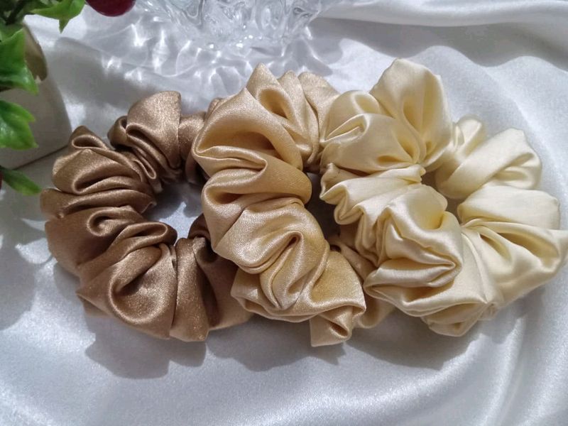 3 Premium Satin Scrunchies