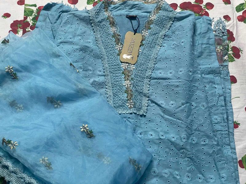 Trendy Pakistani Straight Kurti Set  Ocean Blue 💙