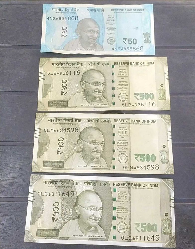 Fifty & Five Hundred Rs. Star Note Pack Of 4