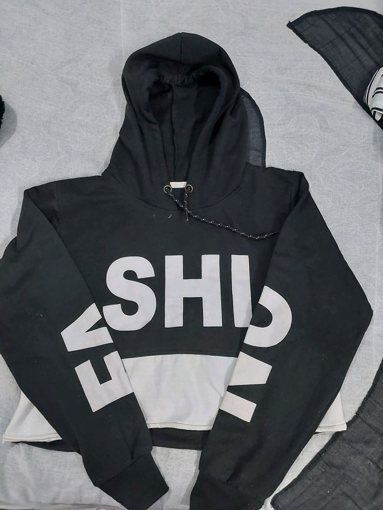 Black Crop Hoodie