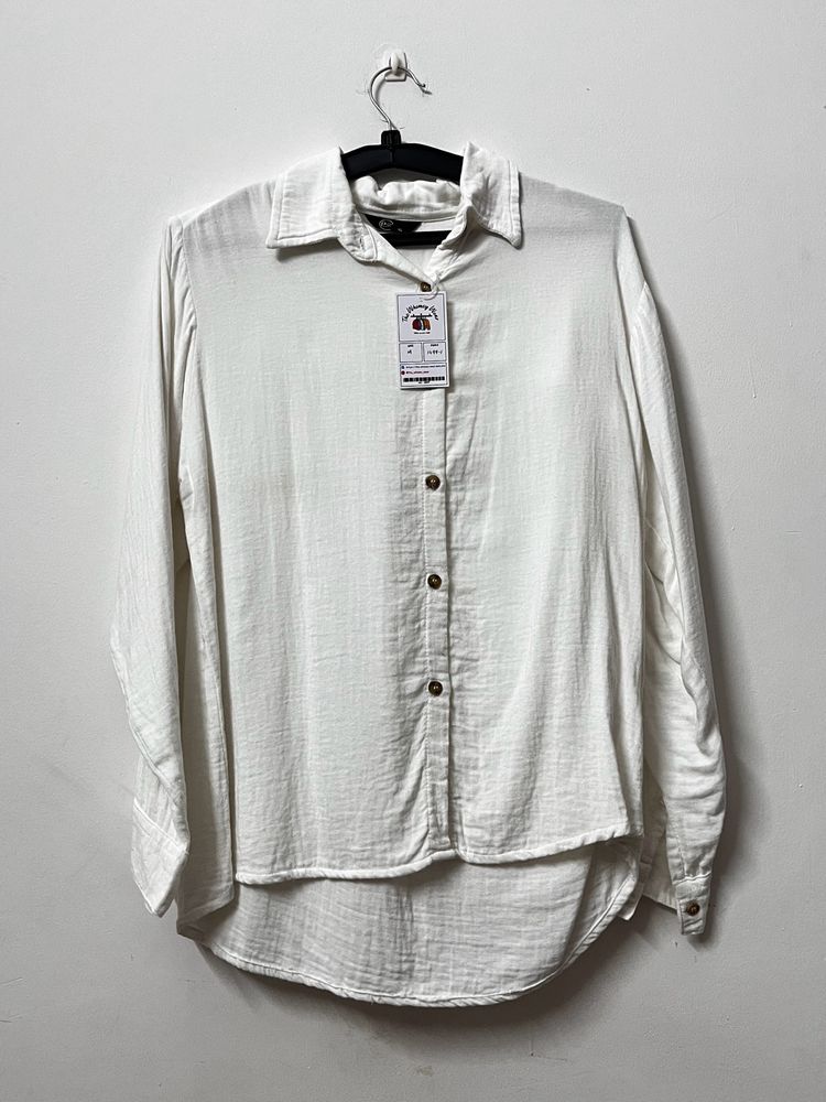 New White Oversized Cotton Shirt