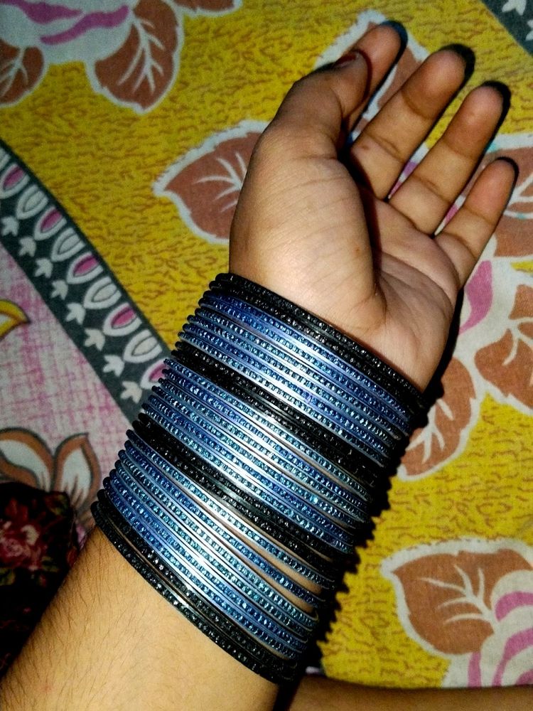 Black,Blue,And, Light Blue Aesthetic Metal Bangel