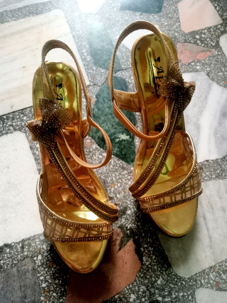 Golden Pencil Heels