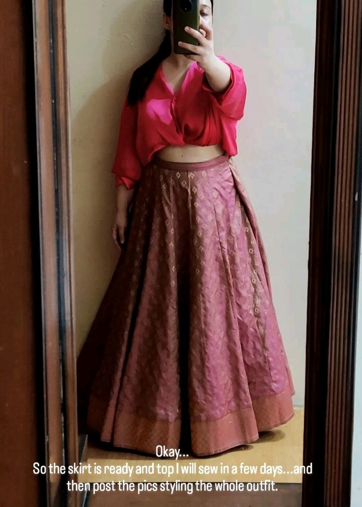 Pure Banarsi Silk Lehenga Skirt Self Made