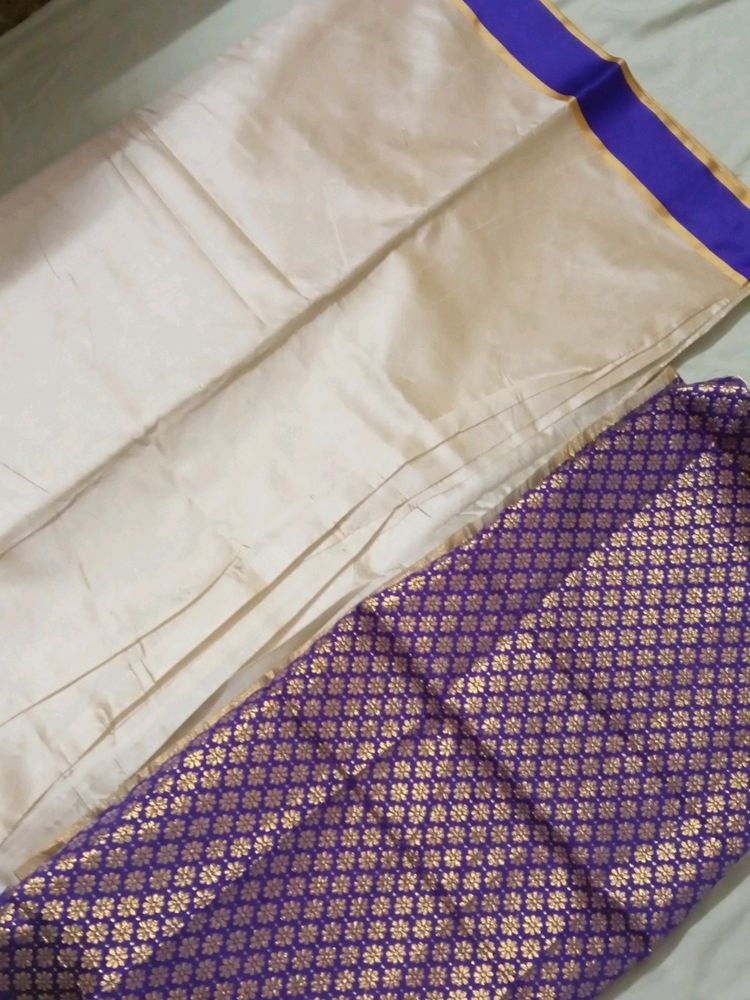 Purple&Golden Saree (With Bpuse Piece)