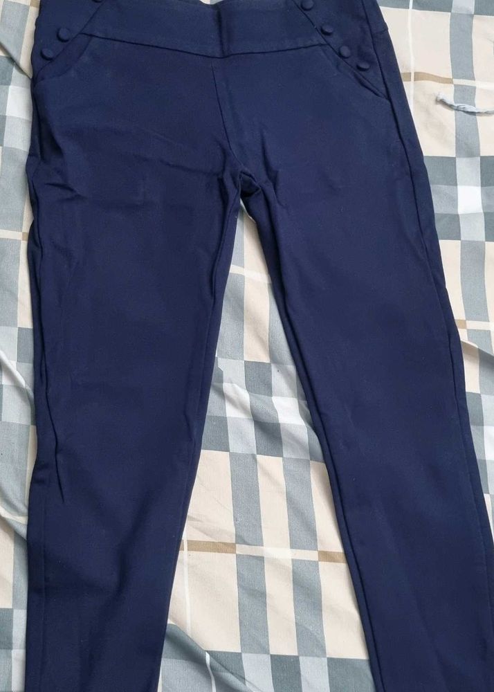 Navy Blue Skinny Fit Pants