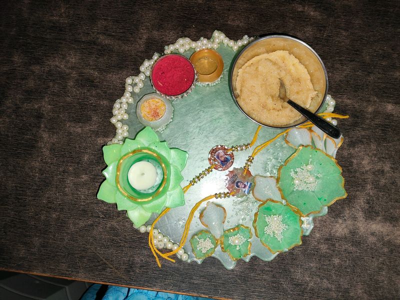 Handmade Resin Pooja Thali With Tealight Candle Ho