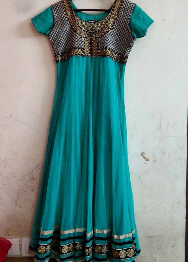 Sea Green Colour Net Anarkali Gown