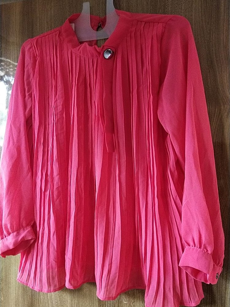 Pink Pleated Top