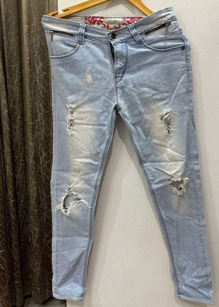 Blue Faded Denim Jeans