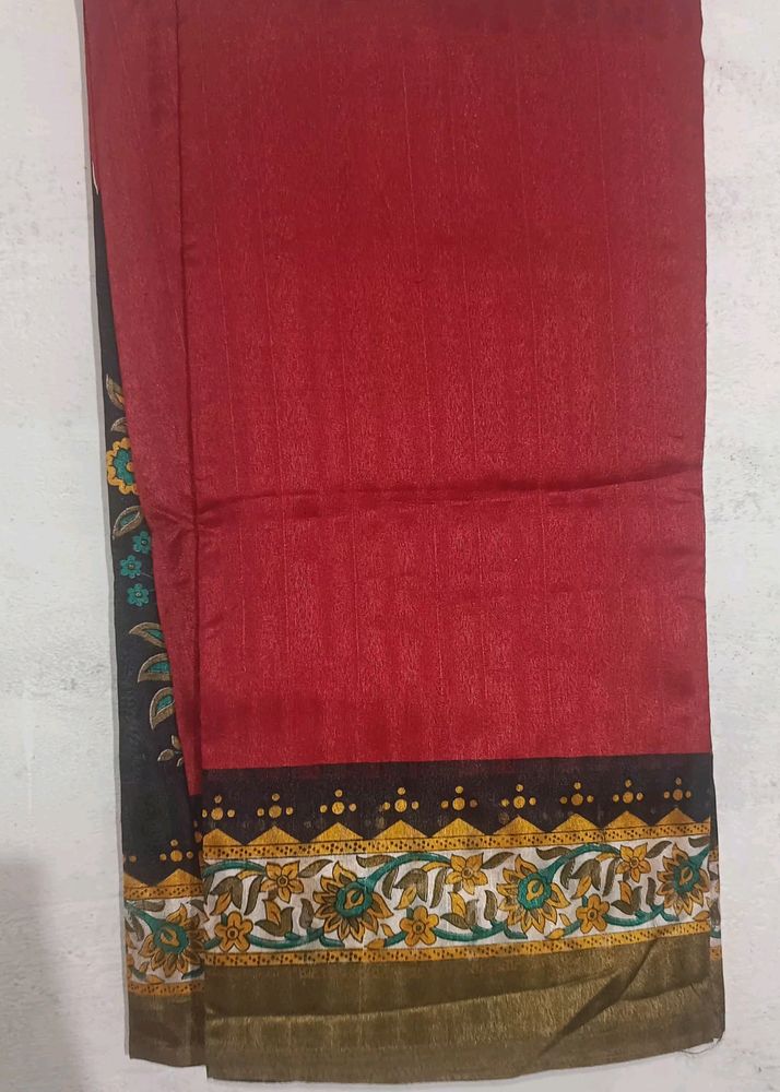 New Standard Red Saree With Black Border