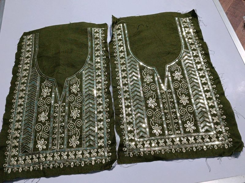 Neck Embroidery Patches Combo Of 2 Mehendi Green