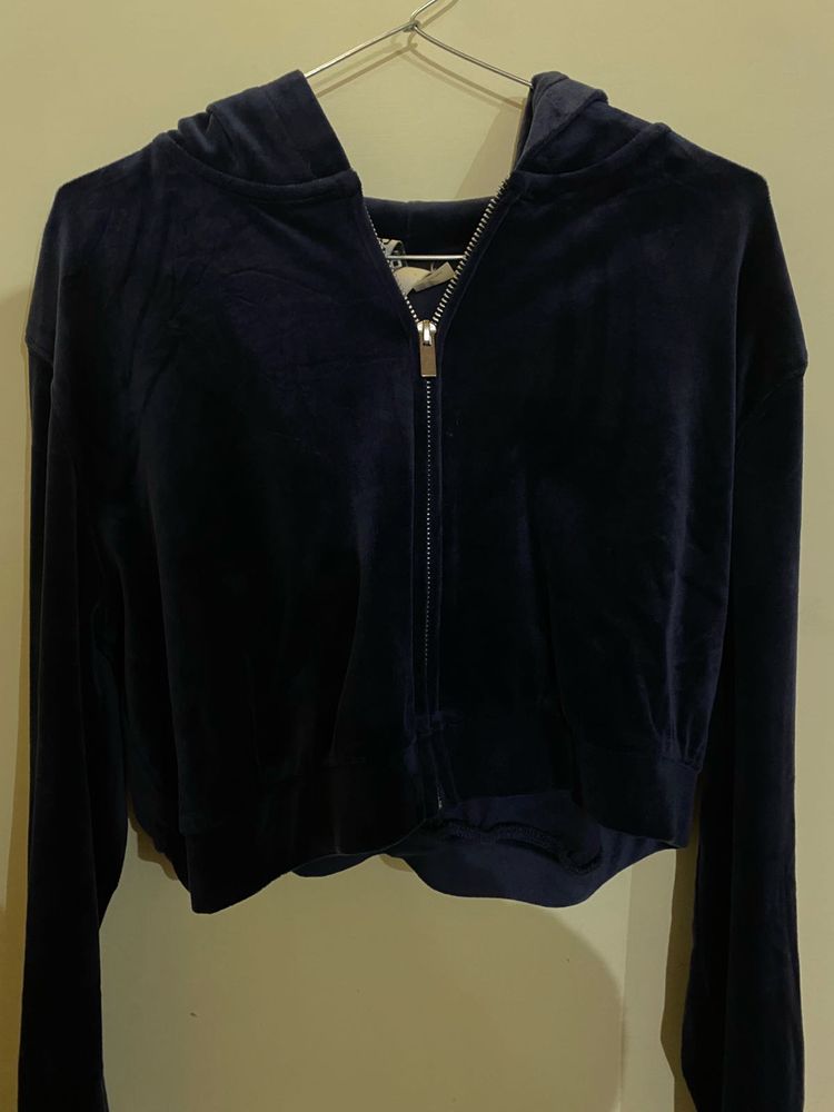 H&M cropped velour hoodie