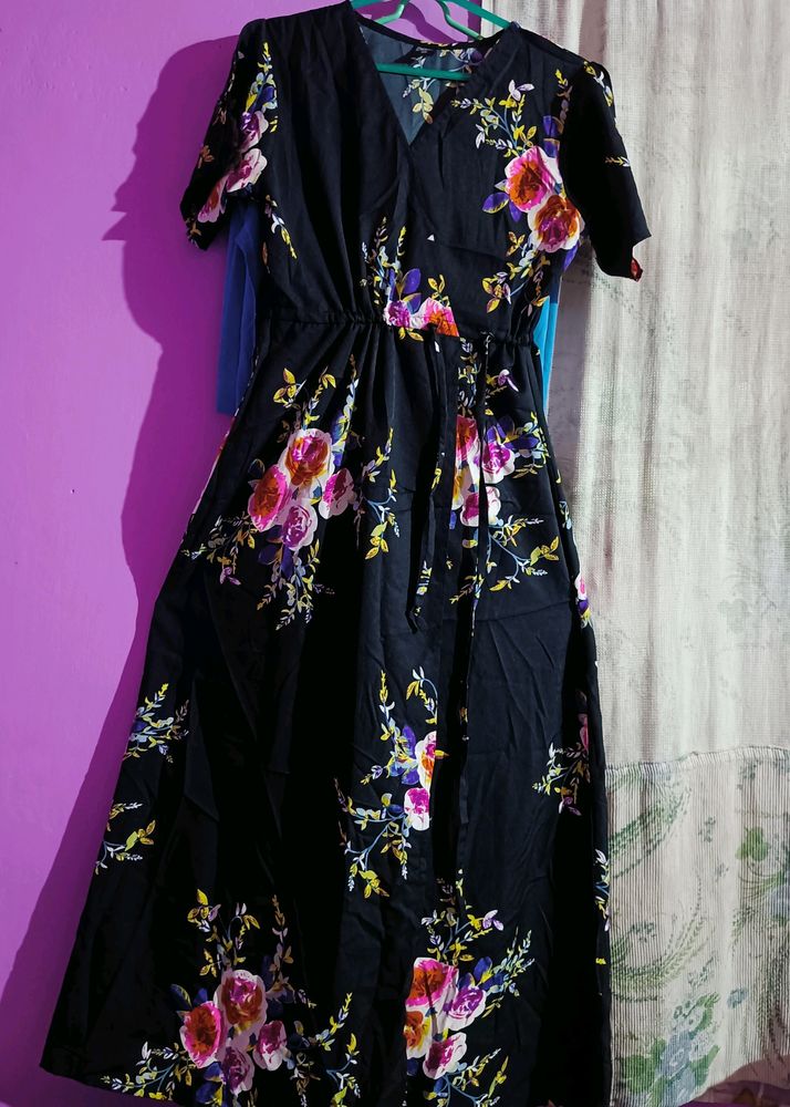 Long Flower Printed Dress